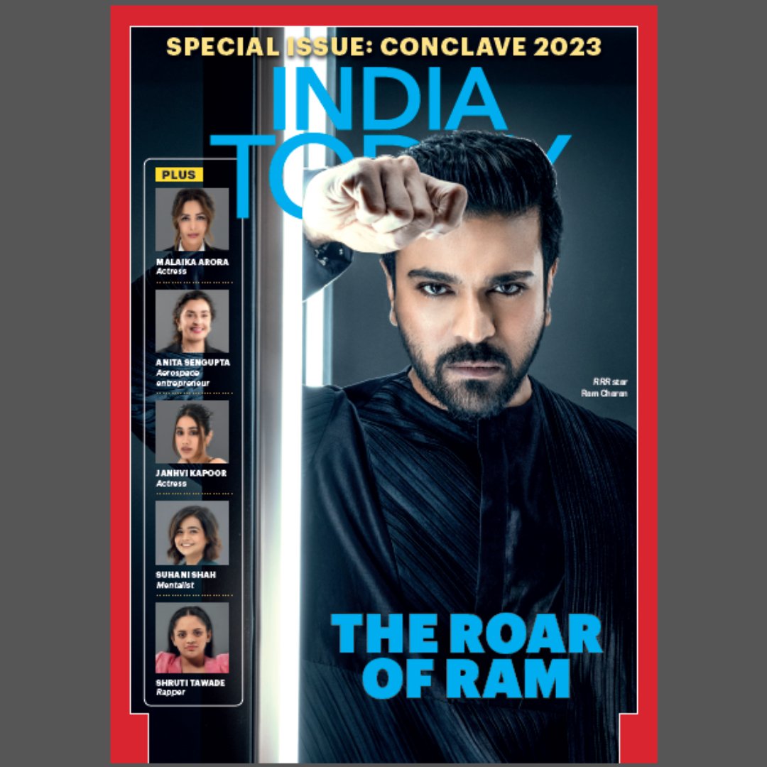 IndiaToday's tweet photo. Actor @AlwaysRamCharan, who celebrates his 38th birthday today, came and #NaatuNaatu-ed his way to the hearts of the audience at #IndiaTodayConclave. He reflected on his cinematic journey, and how his father continues to be an inspiration - https://t.co/h59OFVY5cx
#HBDRamCharan https://t.co/agqHQIXFKd