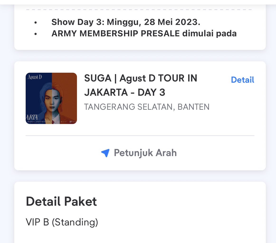 revinarvn's tweet photo. Alhamdulillah dapet tiket Agust D sesuai keinginan!! See you soon min yoongi😭😭😭 @BTS_twt @taramnd https://t.co/k3qW4USQmn