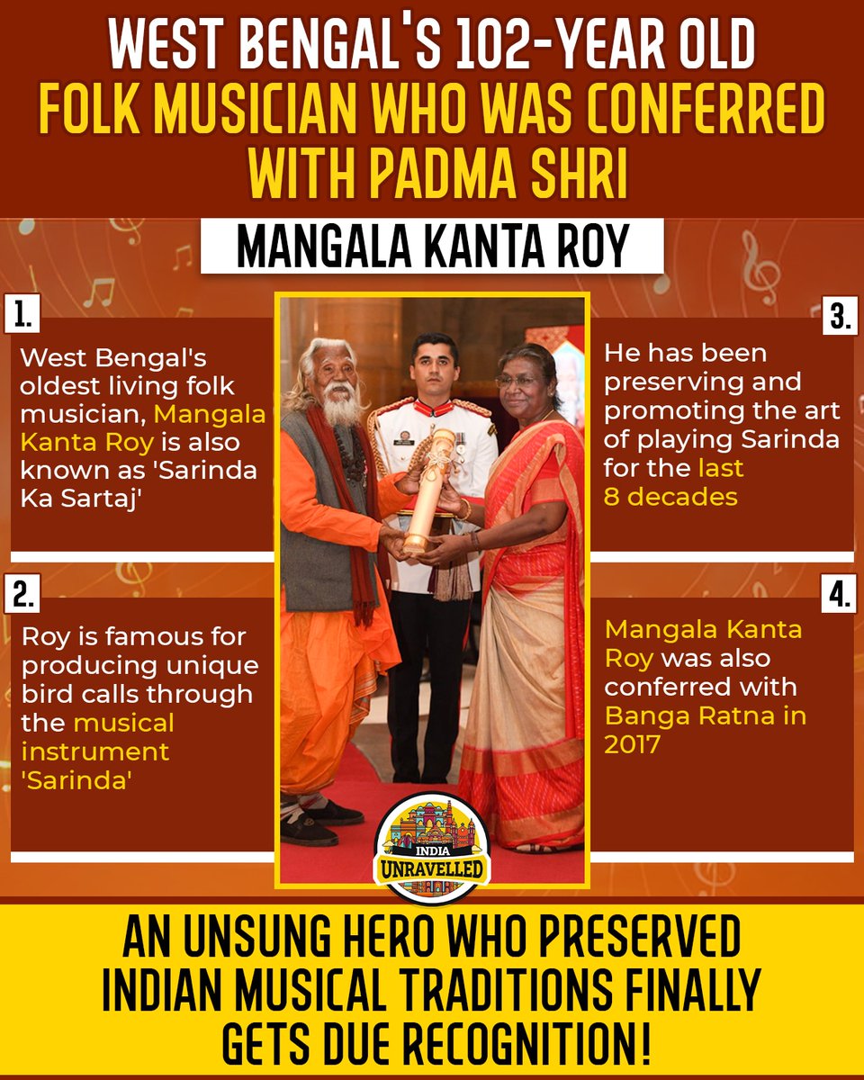 For more such stories, follow @IUnravelled

#indiaunravelled #mangalakantaroy #peoplespadma #bengal #indianartandculture #folkmusic