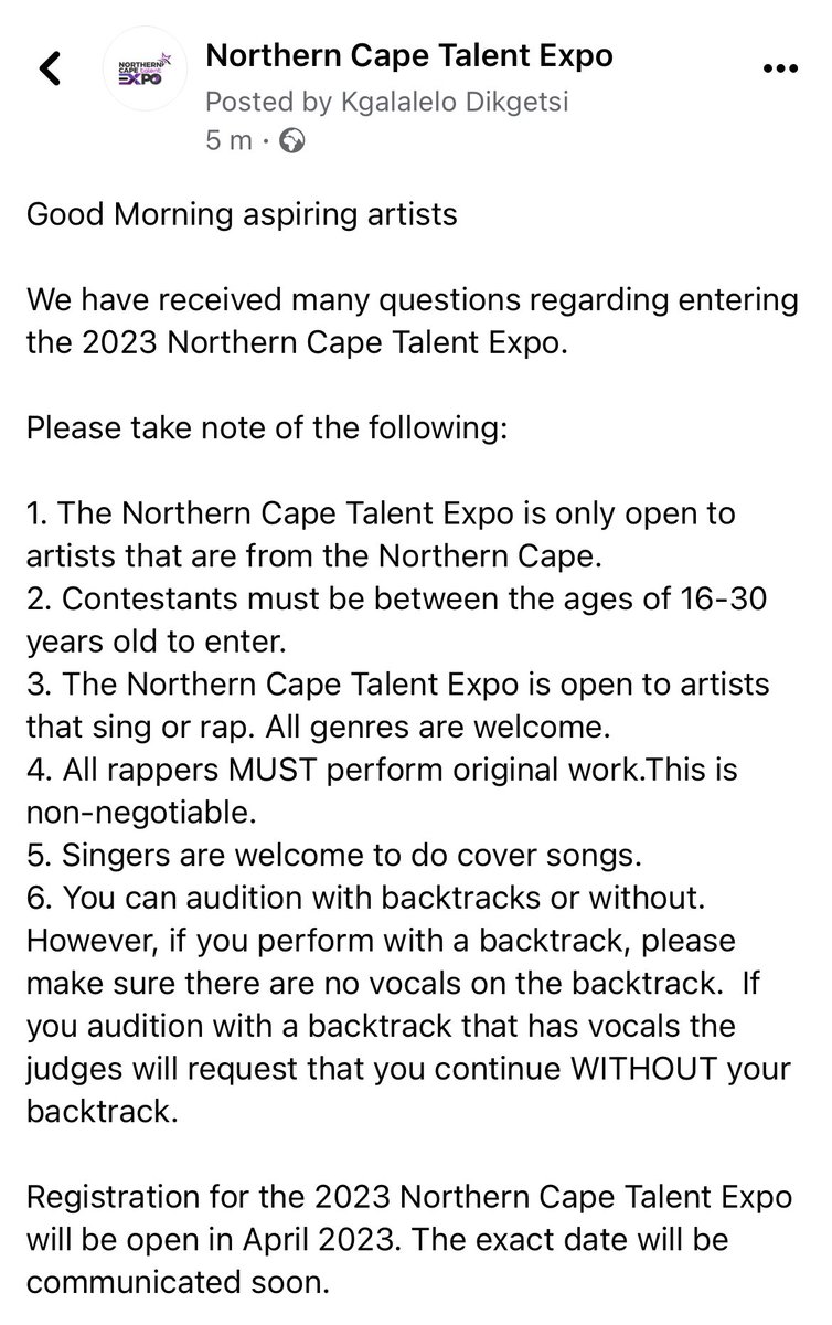 Please take note of the following : 

#NorthernCape