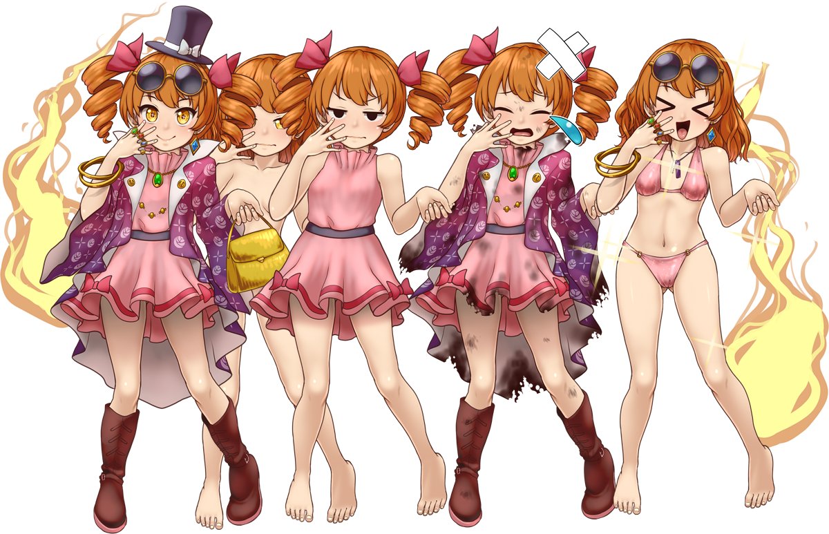 フリルよりもこういうキャラたちの方が描くの大変だったかな。小物が多いとか、服装が変とか、柄が厄介とか。。。