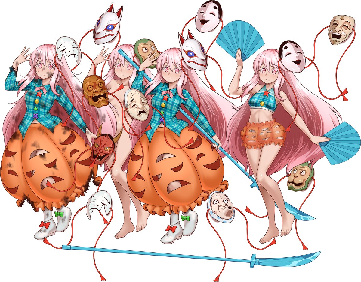 フリルよりもこういうキャラたちの方が描くの大変だったかな。小物が多いとか、服装が変とか、柄が厄介とか。。。