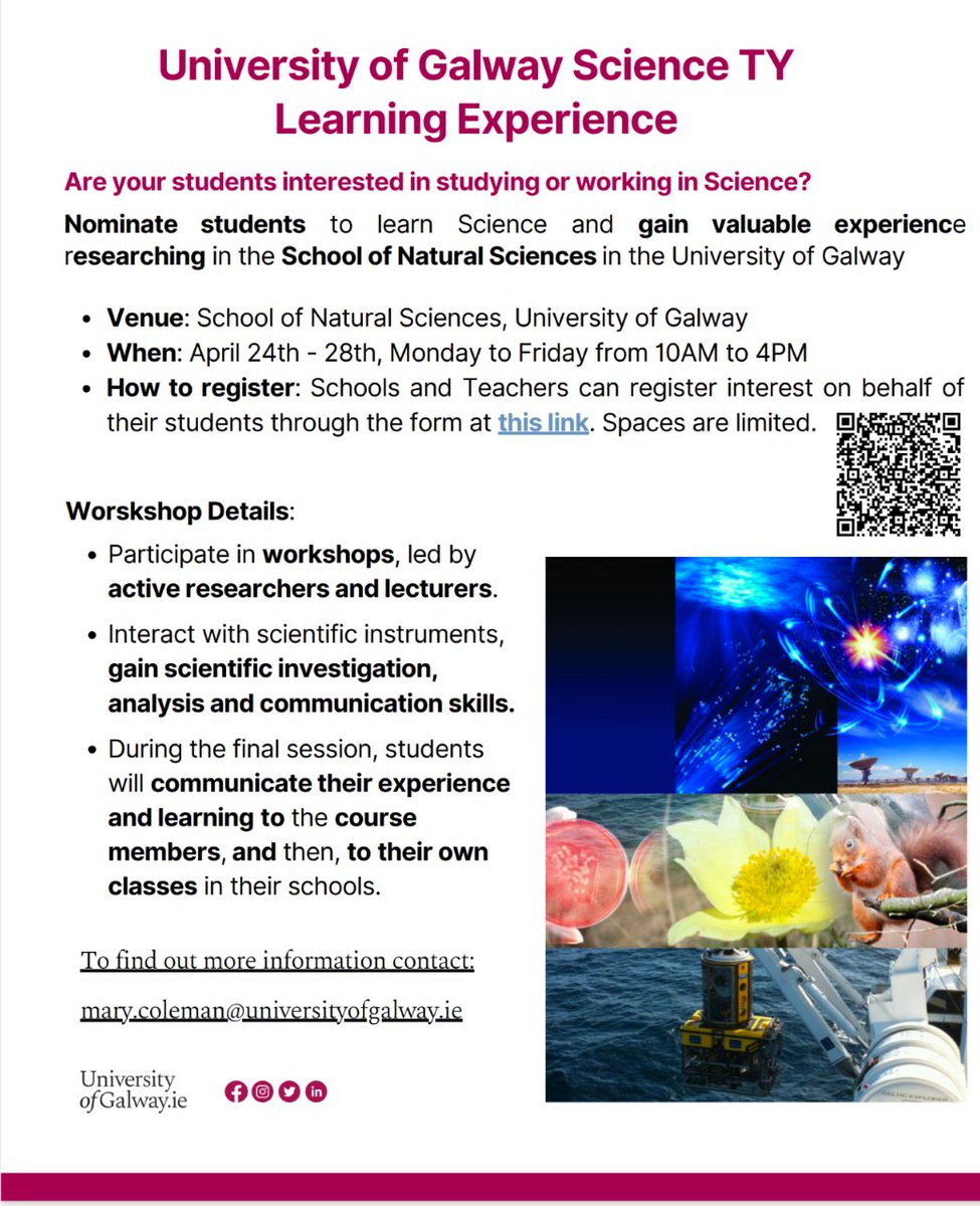lizcoleman (@lizcoleman9) on Twitter photo Know any TY students that would like some experience working in Science Research? check out <a href="/STEM_Galway/">STEM at University of Galway</a> School of Natural Science TY learning experience - April 24th to 28th. Register students forms.office.com/e/emgfVgD2sc DEADLINE APRIL 7th <a href="/PhysicsUofG/">Physics @ University of Galway</a> <a href="/IOP_Ireland/">Institute of Physics Ireland</a> <a href="/BankPhysics/">PhysicsResourceBank</a> Know any TY students that would like some experience working in Science Research? check out <a href="/STEM_Galway/">STEM at University of Galway</a> School of Natural Science TY learning experience - April 24th to 28th. Register students forms.office.com/e/emgfVgD2sc DEADLINE APRIL 7th <a href="/PhysicsUofG/">Physics @ University of Galway</a> <a href="/IOP_Ireland/">Institute of Physics Ireland</a> <a href="/BankPhysics/">PhysicsResourceBank</a>
