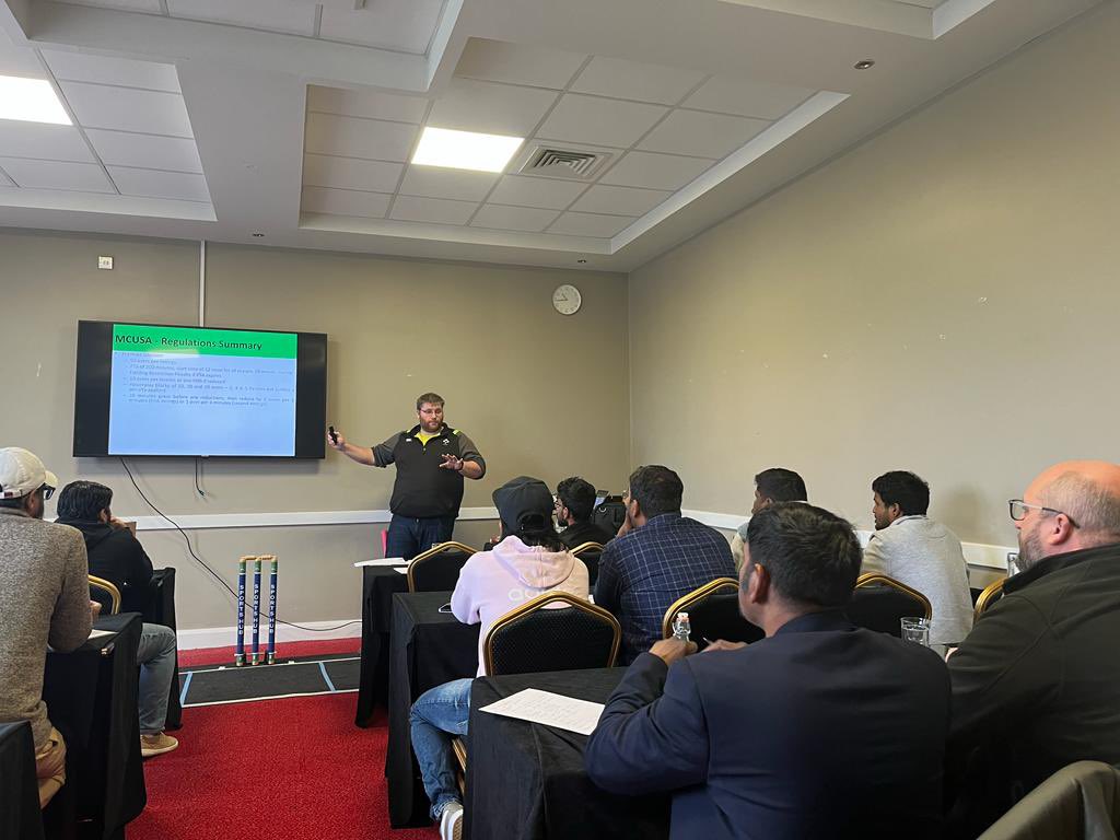 MunsterCricket's tweet photo. Pre season preparations in full swing.

A group of umpires and players met in Charleville this Sunday to be briefed by the MCUSA on changes to the laws and regulations for 2023.

#mcusa #iacus #wearegrowing @MunsterCricket https://t.co/IumPIV0Sjp