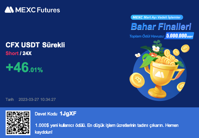 #CFX 24x Short

#Bitcoin #BTC #Eth #BNB #XRP #ADA #gns #DOGE #Ripple #neo #LTC #Shib #GTC #ETC #trb #MASK #GRT #DF #Magic #CFX #APE #jasmy #ALGO #JOE #CHESS #Lina #MDT #FLUX#RAD #CELP #NMR #Lina #Ren #Dodo #Omg #iris #Eos #Qtum

detaylı bilgi için DM üzerinden iletişime geçiniz.