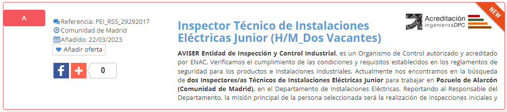 proempleoing's tweet photo. ⚡Oferta de #EMPLEO
✔ #AVISER Entidad de Inspección y Control Industrial, se encuentra en la búsqueda de dos Inspectores/as Técnicos de Instalaciones Eléctricas Junior para trabajar en #Madrid
▶ https://t.co/76nGhOa24j
#inspector #instalacioneseléctricas #técnico https://t.co/j8NuJJnZpu