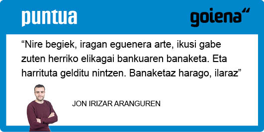 #PuntuaIritziak Jon Irizar Aranguren ( <a href="/jonirizar/">Jon Irizar Aranguren</a> ): "Leihotik begira" goiena.eus/komunitatea/jo…