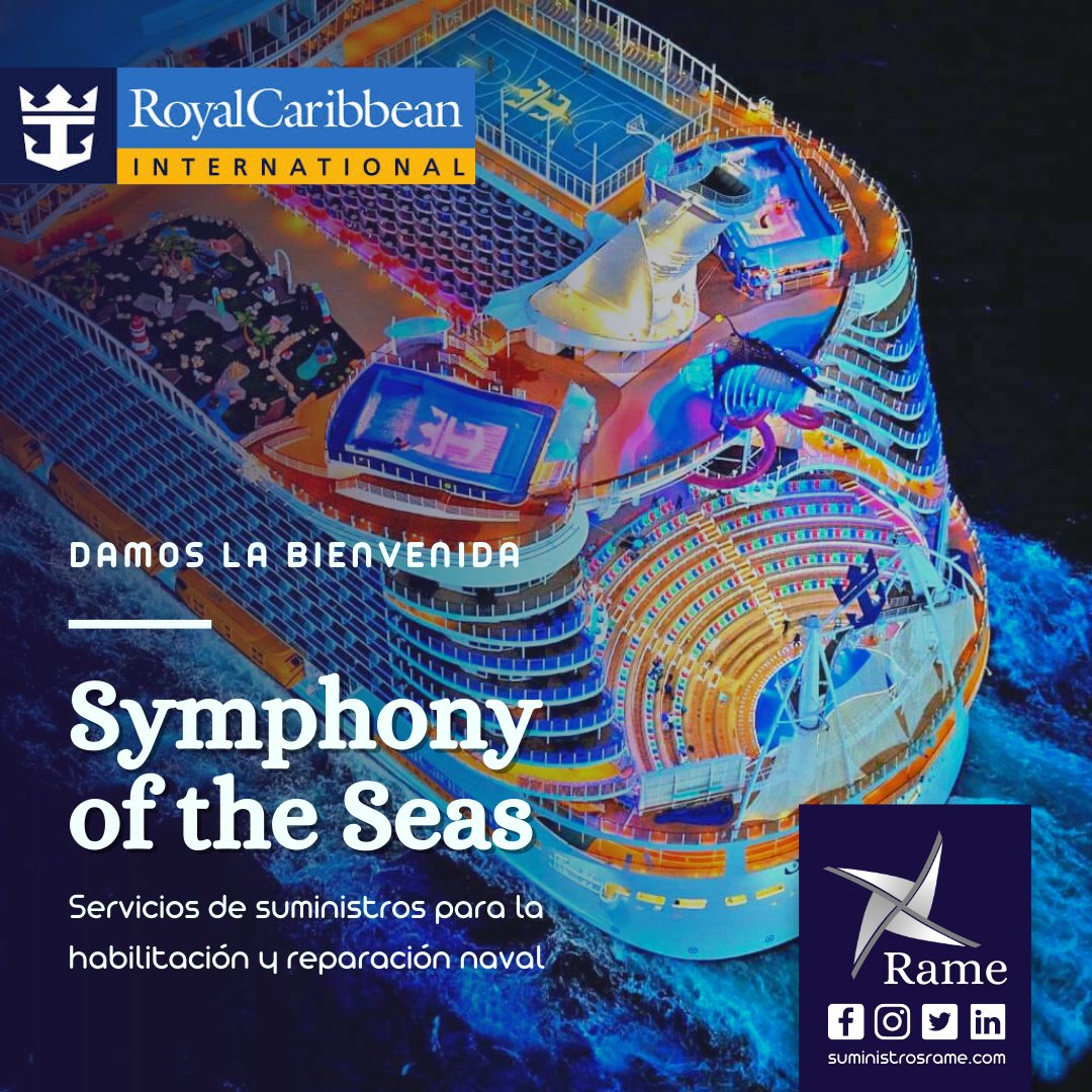 SuministrosRame's tweet photo. #SuministrosRame quiere dar la bienvenida al crucero #SymphonyOfTheSeas #RoyalCaribbean que viene a repararse a las instalaciones de #Navantia de la #Cadiz. Esperamos que su estancia sea de lo más provechosa ⚓🛳 ¡Cádiz a la vanguardia de la reparación y la habilitación naval! https://t.co/NhSNlY9arL