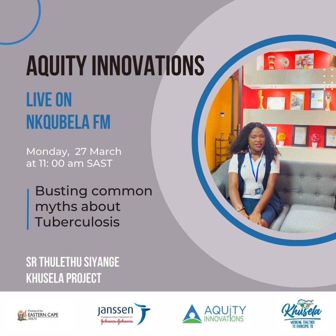 March is TB Awareness Month therefore you don't want to miss out on Siyo Mali interviewing Sr Thulethu Siyange from <a href="/AquitySA/">AQUITY Innovations NPC</a> today at 11:00. We'll be talking all things busting common myths about Tuberculosis