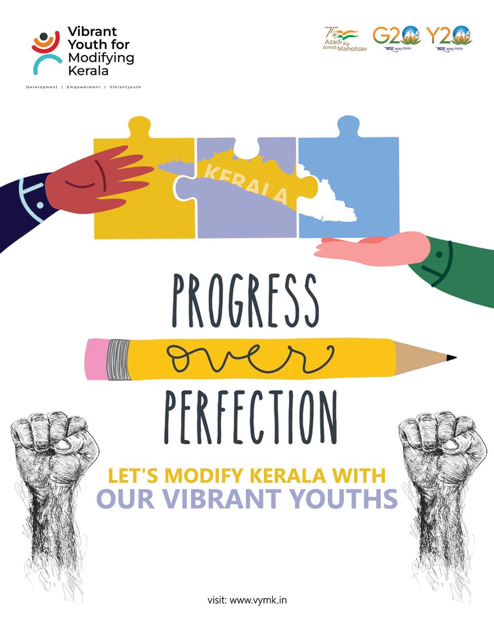 'Progress over perfection' 
Let's modify Kerala with our vibrant youths...

#VYMK #YUVAM #newbeginning #voicesofyouth #youthmeeting #YUVAM2023 #youth #youthempowerment #allkerala #kochi #Y20