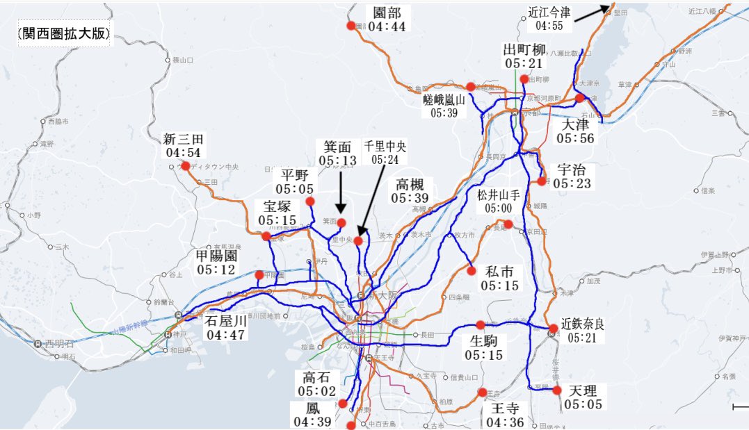 ymhd_223's tweet photo. 鉄道のみ利用可能の条件の下で法政大学市ヶ谷キャンパス1限(間に合う)マップ2023年.ver作りました
下宿するのも良いですが実家から通うという選択肢も検討されてはいかがでしょう？
 #春から法政 #春から法政通信 https://t.co/OApcrbXCzt
