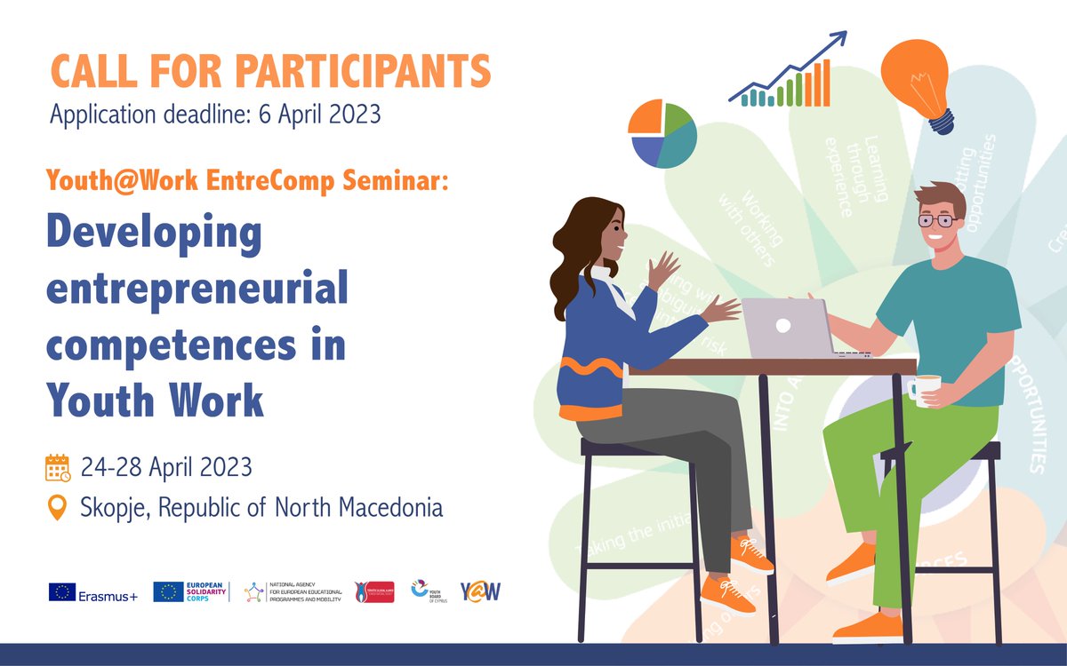 🙋🏻‍♀️Would you like to get to know the #EntreComp framework and understand its potential and possible uses especially in the youth work field? Are you interested in strategies and resources that promote entrepreneurial learning? 💬 If the answer is YES! 👉bit.ly/40ker4T