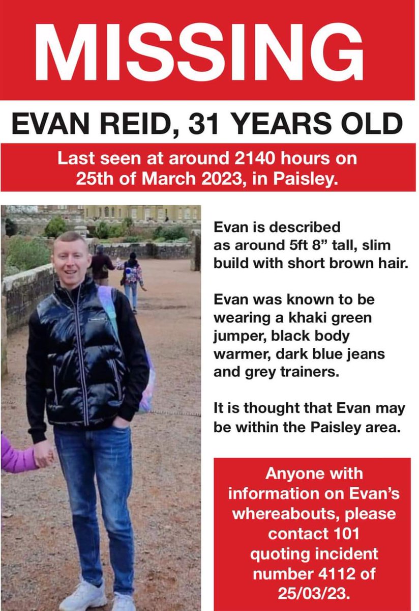 #FindEvanReid
#Missing #MissingPerson 
#paisley #Inchinnin