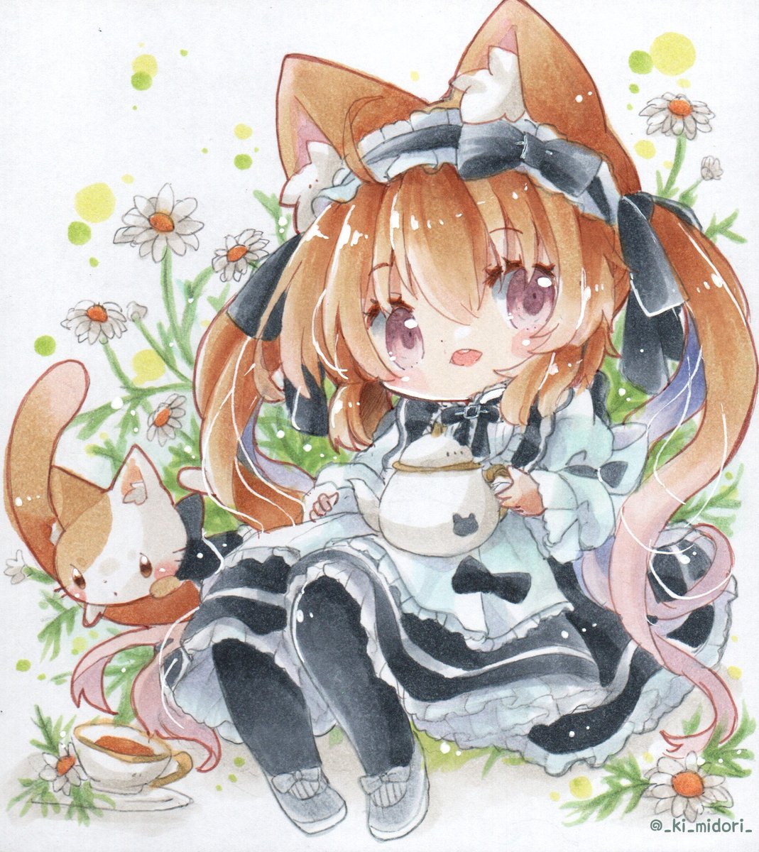 「メイド猫ちゃん 」|きい(きみどり)のイラスト