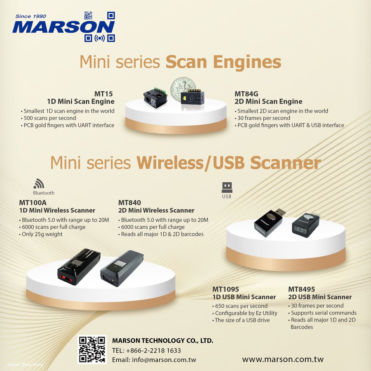 MarsonScanner's tweet photo. #Marson_Technology specializes in designing & producing barcode scanning devices in the smallest form factor in order to achieve better mobility & easy integration for systems are 1D and 2D mini #Scan_Engines, #Wireless_Scanner, #USB_Scanner
#ManufacturerInTaiwan #Custom_OEMODM https://t.co/tBXo4LNUBq