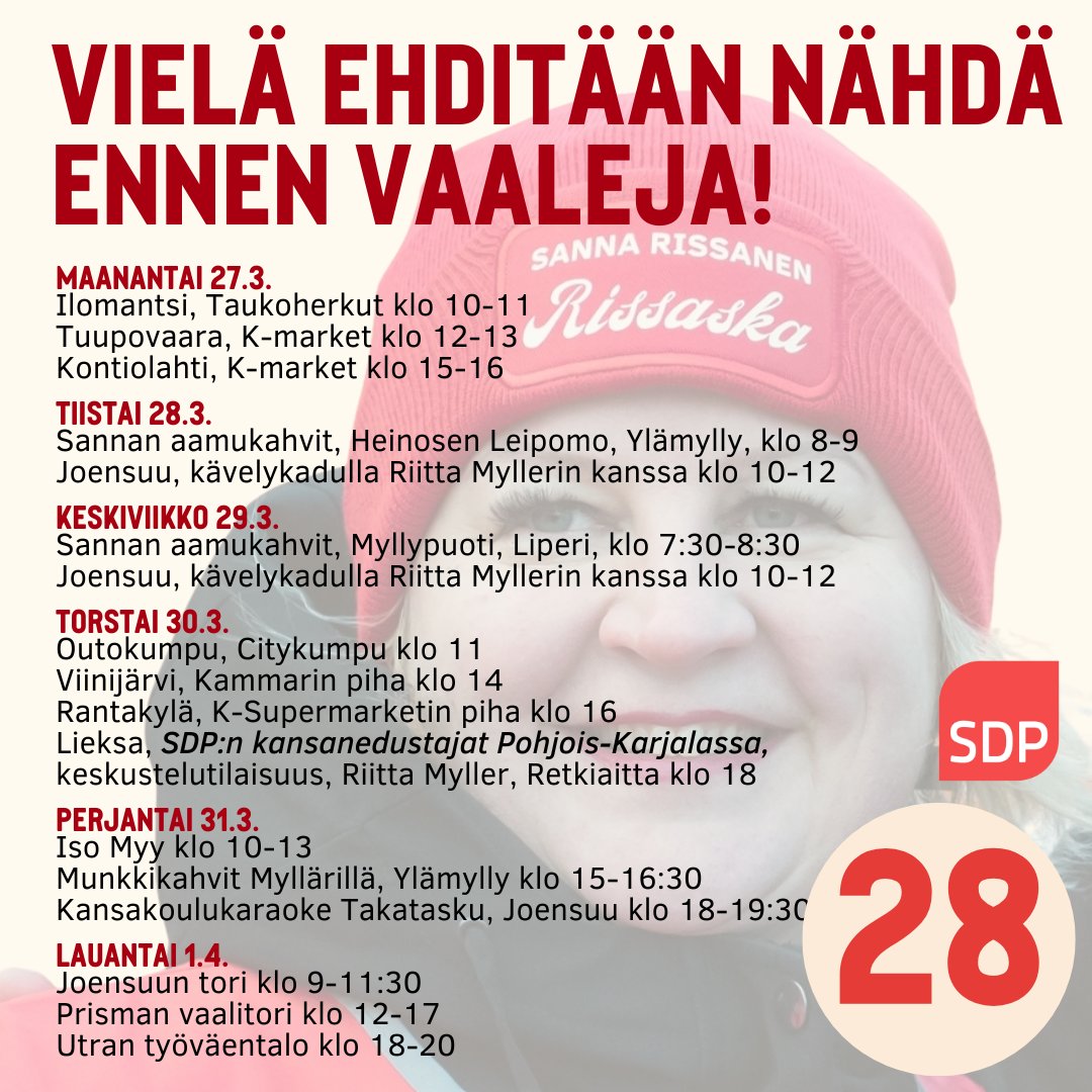 Tavataanhan tällä viikolla! Kierrän ympäri Pohjois-Karjalaa. #rissaska #valintaavaillevalmis #eduskuntavaalit2023