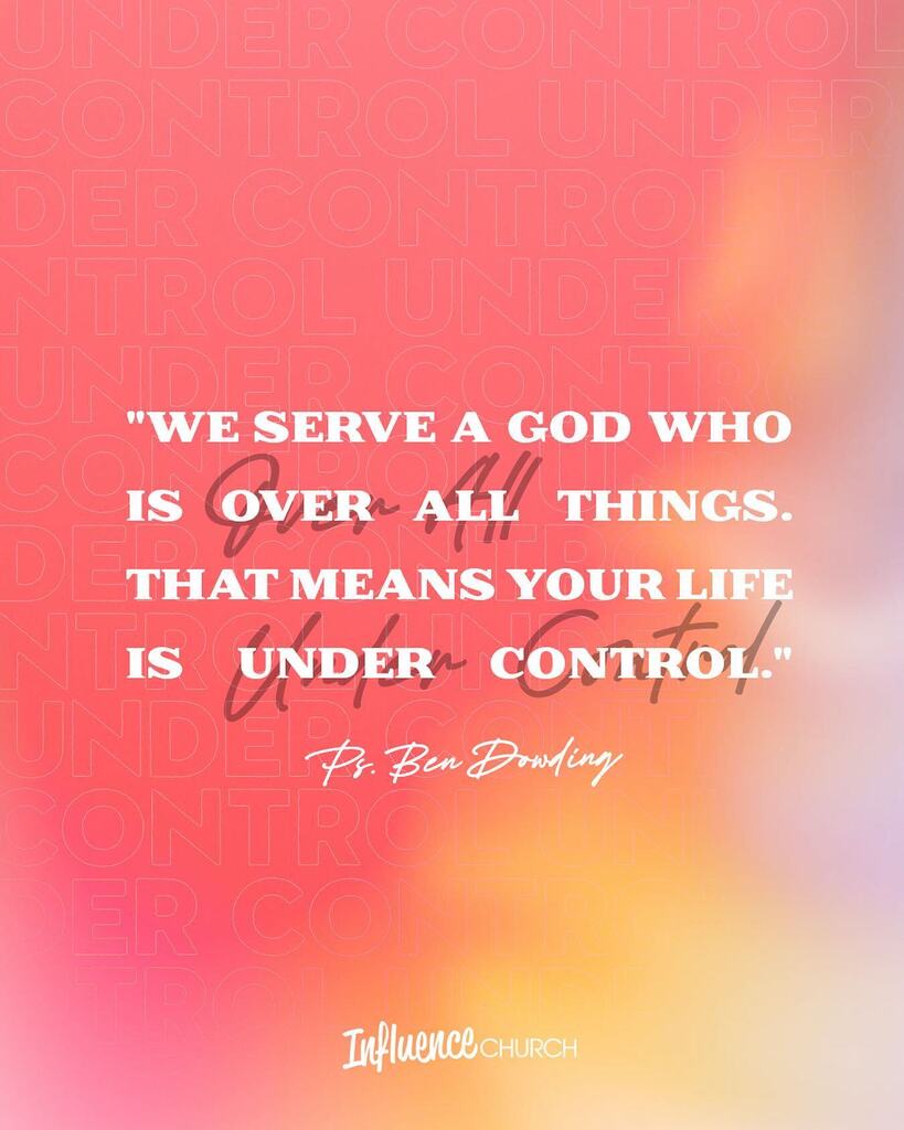 This month Ps Ben brought a great message called UNDER CONTROL. 

Trusting God’s sovereignty means that whatever is going on in our lives, even when things feel out of control, we can have a confidence that God is over all things. 

“We serve a God who i… instagr.am/p/CqSH3BEM9b8/