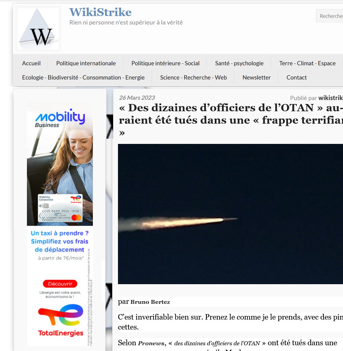 slpng_giants_fr's tweet photo. ⚠️ P'tite question @TotalEnergies : est-ce que ça vous gêne que vos pubs financent #Wikistrike.com, site conspi au relents antisémites, qui publie des fake news à vomir et relaie servilement la propagande de Poutine (en copiant/collant des médias d'état 🇷🇺 bannis en 🇪🇺) ? https://t.co/kEo03aF7Db