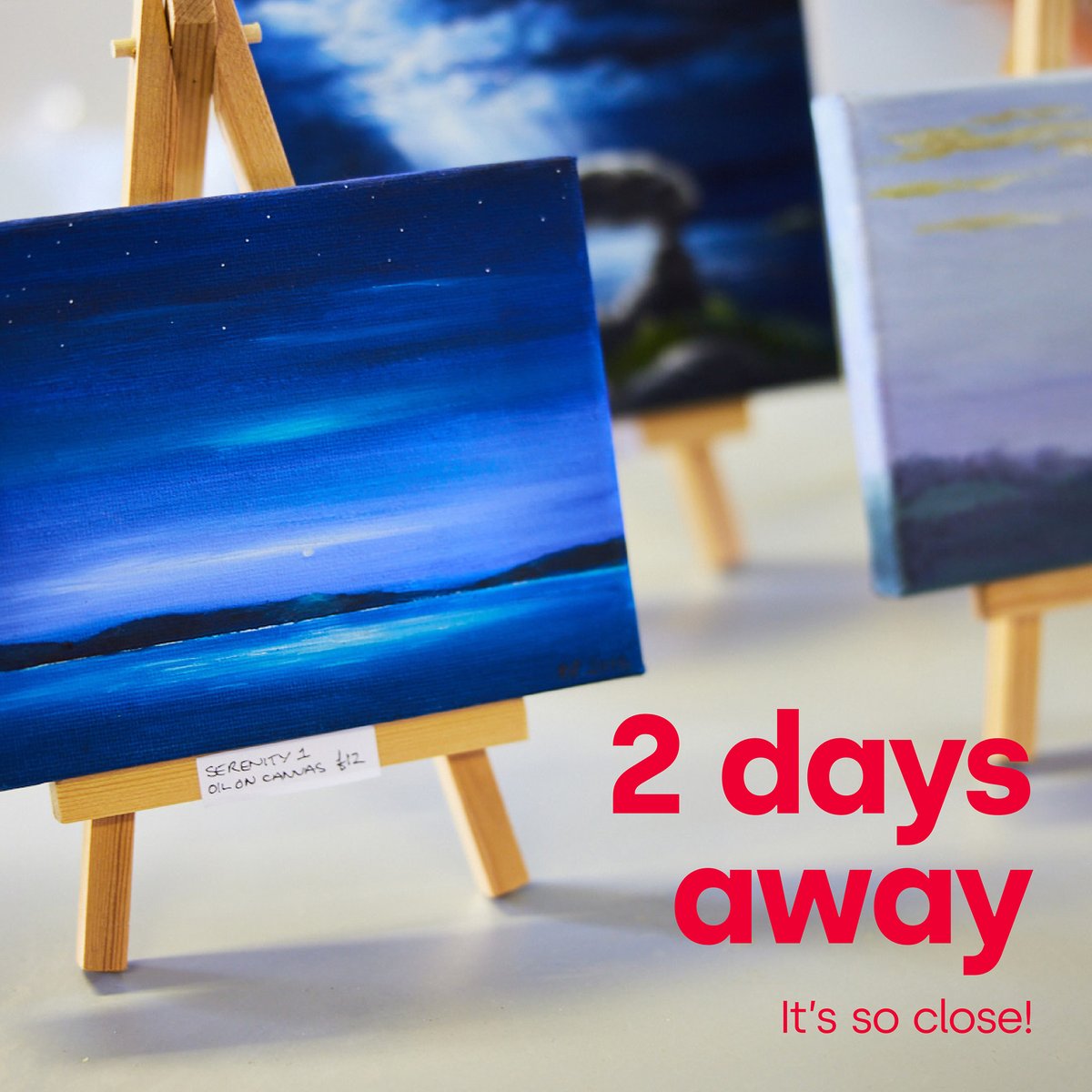 Two days away, it's so close!

Join us for our March Artwalk, Wednesday 29 March, 17:00 – Late.

👉 zurl.co/A3no 

[Image Description: A small blue painting is on a little easel.]