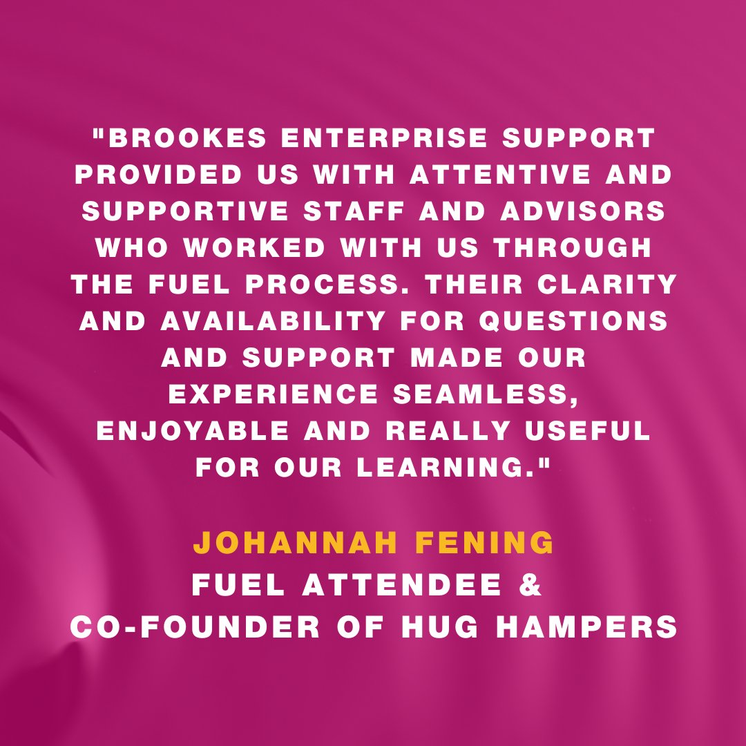 brookesENTSUPP's tweet photo. To read more about Johannah 's experience with the Fuel Programme as well as her business, @hughampers.co.uk, visit the Case Studies tab on our website ✨
#santanderuniuk #SantanderUniTogether https://t.co/CEXCAZ7IZS