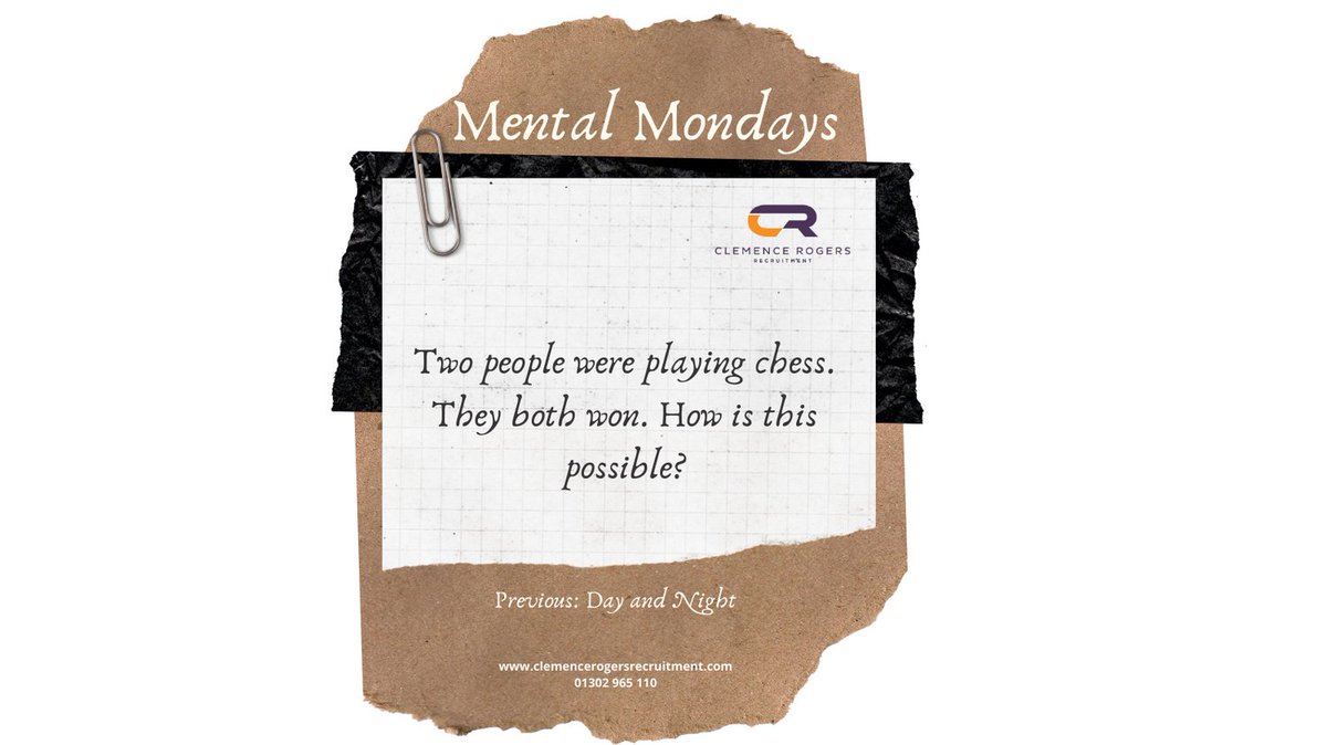Mental Mondays!

Monday is back again so let’s get our heads working with a quick question.

The correct answer will be posted next Monday with the next question.

#MentalMonday #mondays #clemencerogers #doncaster