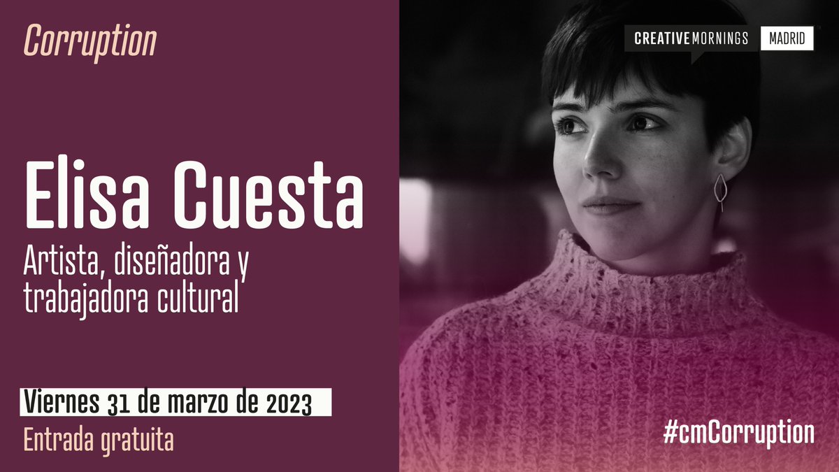 Hola creativos👋🏻👋🏻

#CreativeMornings vuelve esta semana, como todos los últimos viernes del mes puedes disfrutar de charlas creativas por todo el mundo. En Madrid lo celebramos en <a href="/tutallerdeideas/">Taller de Ideas</a> ✌

Apúntate aquí:
creativemornings.com/talks/elisa-cu…