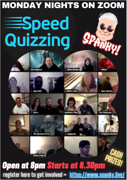 Come and join us Online TONIGHT from 8pm, Quiz starts at 8.30pm online, for our fun and interactive smart phone quiz. The emphasis is on fun not brains. Register here > spanky.live Cash Prizes or more entries! #online #quiz #FamilyFun #Entertainment