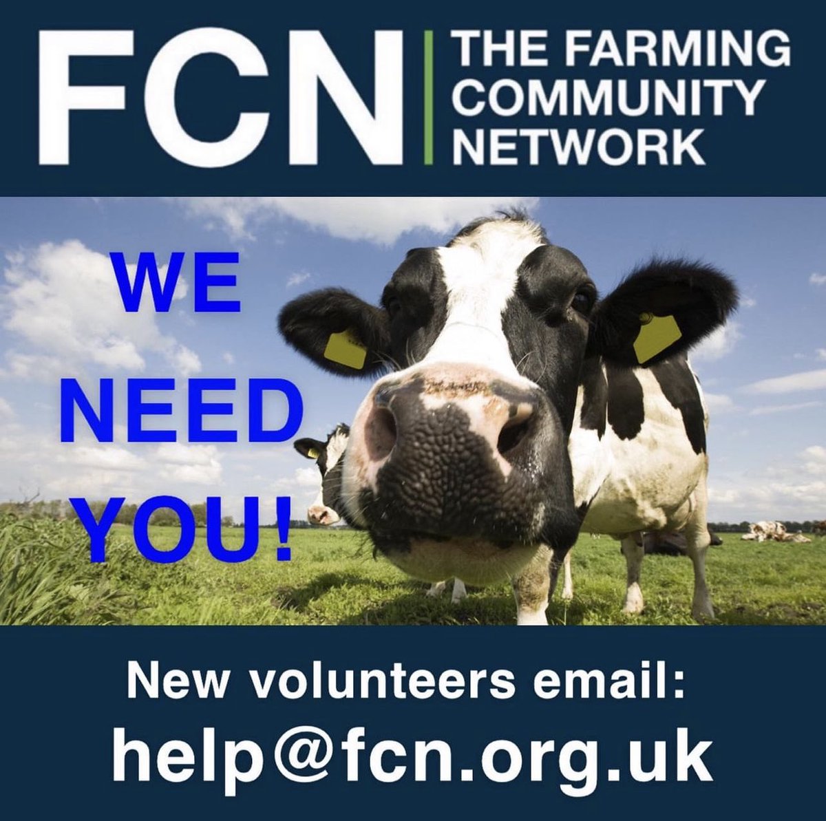 Looking for a way to help your farming community or thinking about volunteering? We are always on the lookout for new volunteers. Come join our amazing community of volunteers helping our farming families! Read more at:  fcn.org.uk/volunteering-f…

Drop us an email: help@fcn.org.uk