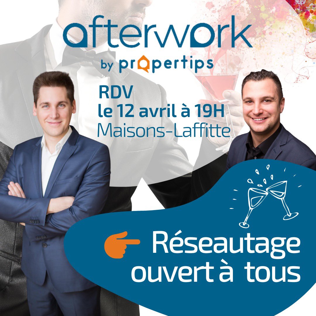 MahiaImmo's tweet photo. [#AfterWork 🍸🍹🍺 #AperoRezo] nous vous donnons RDV autour d'un verre pour faire
du réseau et parler de votre activité 🤩

👉 RDV le 12 avril à 19H
restau. Santa Monica
7, av de Saint-Germain
78600  #MaisonsLaffitte

Inscrivez-vous #propertips 😉 https://t.co/4jYwHx0i4L https://t.co/S2VUscsOYF