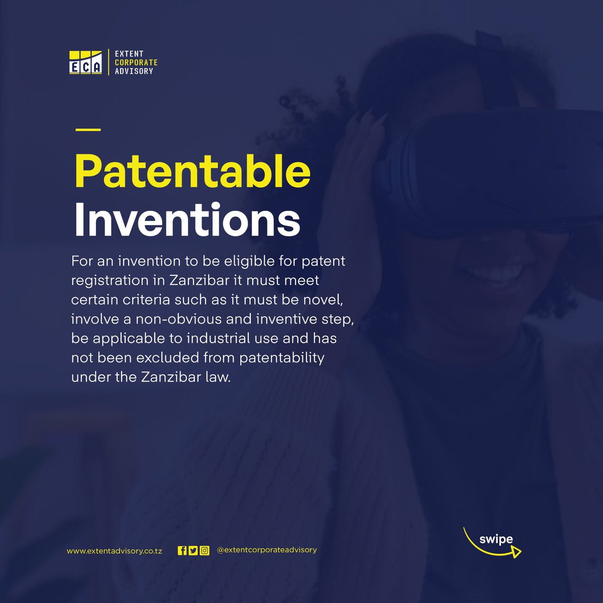 AdvisoryExtent's tweet photo. Protect your inventions through patent registration in Zanzibar.
Our informative slides will guide you through the steps to secure your Patent.
For more information or inquiries, please do not hesitate to contact us.
#Registration
#Patent
#IPShortSlides
#IPLaws
#IPZanzibar https://t.co/zaGFwfP4fg