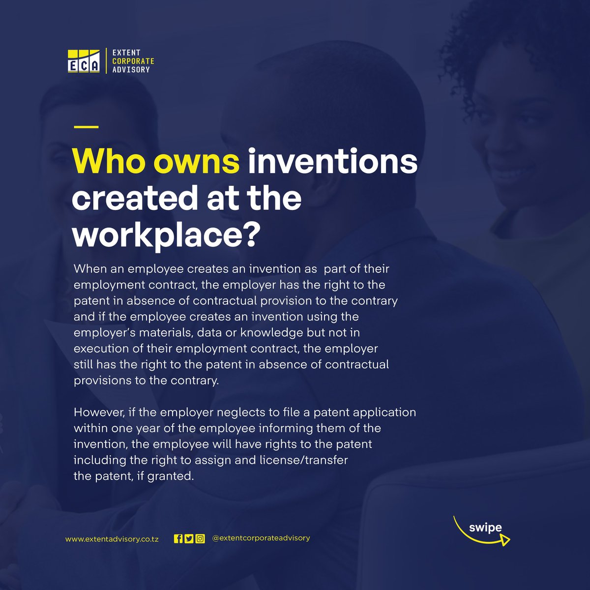 AdvisoryExtent's tweet photo. Protect your inventions through patent registration in Zanzibar.
Our informative slides will guide you through the steps to secure your Patent.
For more information or inquiries, please do not hesitate to contact us.
#Registration
#Patent
#IPShortSlides
#IPLaws
#IPZanzibar https://t.co/zaGFwfP4fg
