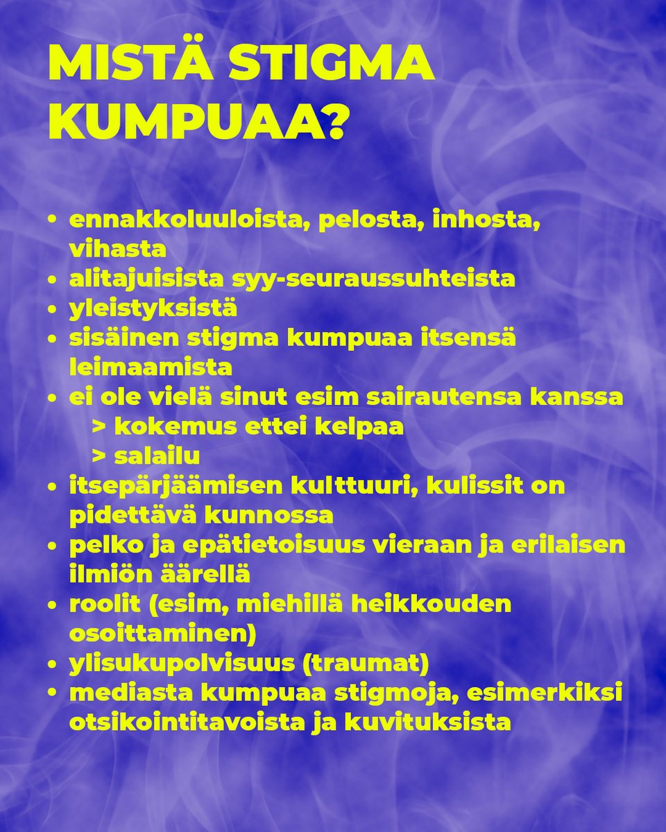 Aleksi on päihde- ja mielenterveyskokemusasiantuntija, johon on lyöty monia stigmoja. Lue kokemusasiantuntijoiden ja ammattilaisten yhdessä pohtimia ajatuksia siitä, mistä stigma kumpuaa ja miten niitä voidaan vähentää ➡

#mielenterveysstrategia