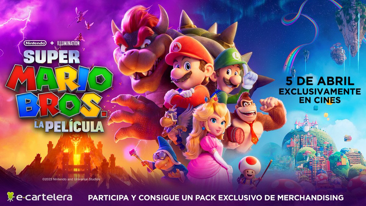 ecartelera's tweet photo. Mamma mia! Here we go! SORTEAMOS 5 packs de merchandising de #SuperMarioBrosLaPeliculaEC. 5 de abril solo en cines. https://t.co/9ygI1kxcg3 https://t.co/OY4zE3dWNu