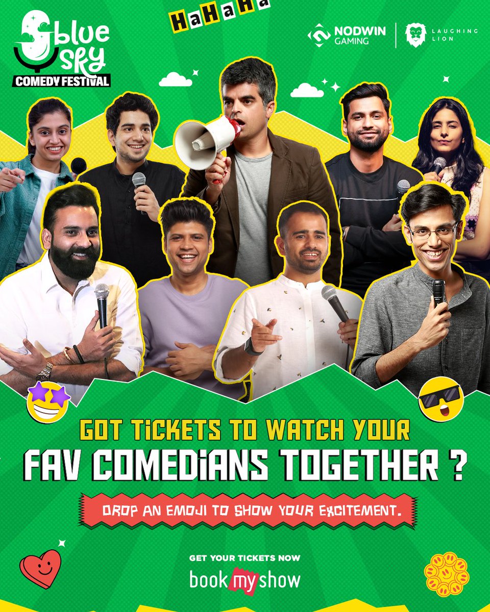 BlueSkyComedy's tweet photo. It's not everyday 20+ of your fav comedians perform at an epic open air festival!🔥

Don't miss getting tickets to watch them all together.😂
Link in bio.
#BlueSkyComedyFestival #Delhi #Pune #LoveComedy #TopComedians #LaughWithFriends #comedy #festival #IndiaComedy #LOL #standup https://t.co/irvoJkkpHo
