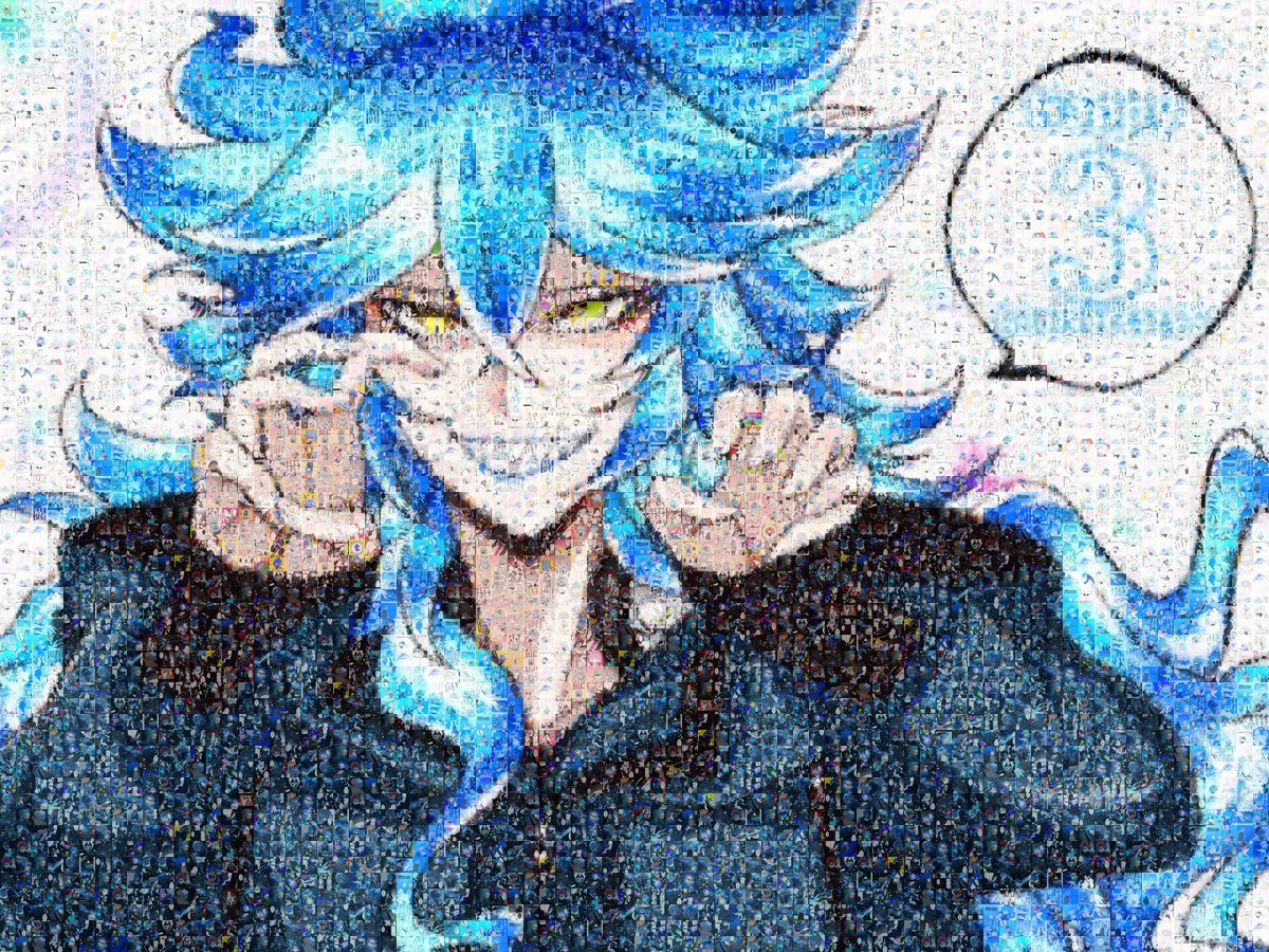 1boy male focus solo long hair blue hair yellow eyes smile  illustration images