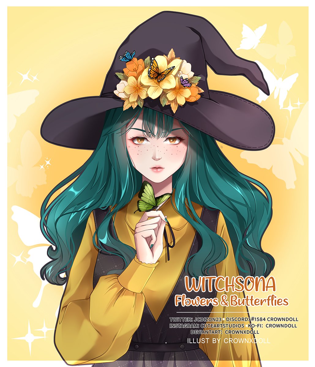 jcdizon23's tweet image. WITCHSONA: Flowers n Butterflies
March is almost over and I wanted to draw a witchsona character for April. I'll make some merch of this in the near future.😊

#art #illustrations #witchsona #originalcharacter