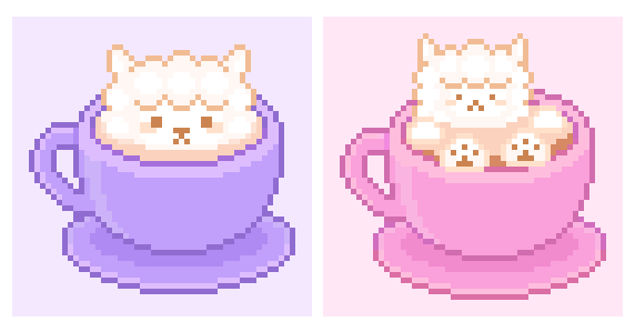 Gm 💜 I've been having an urge to draw cute cafe food >.<

I might be minting a new <a href="/objktcom/">objkt</a> collection later this week..👀 
#wip #pixelart