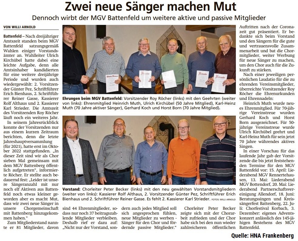 MGVBattenberg's tweet photo. Chorgemeinschaft MGV Battenberg und MGV Battenfeld eröffnete die #Jahreshauptversammlung #2023 des MGV Battenfeld 💪🎶🎼🎵 https://t.co/WLsZM5SBa3