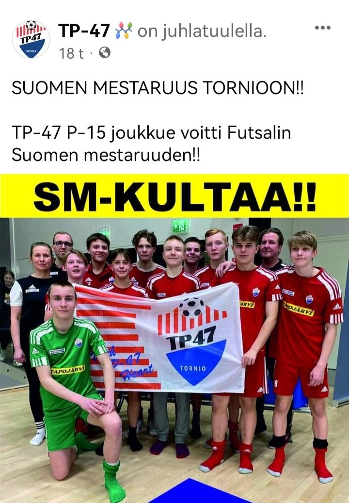SPL_Pohjoinen's tweet photo. Onnittelut TP-47 💪⚽ https://t.co/3STX3aizh1