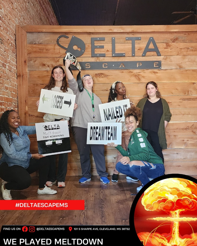 deltaescapems's tweet photo. The world is IN DANGER but these ladies have the situation handled!

Put "saving the world" on your calendar and it's only 60 minutes long!

#teamworkdreamwork #weekendfun #travelattractions #puzzlelovers #escaperooms #clevelandms #escaperoom #mississippidelta https://t.co/QtyJuHo3dx