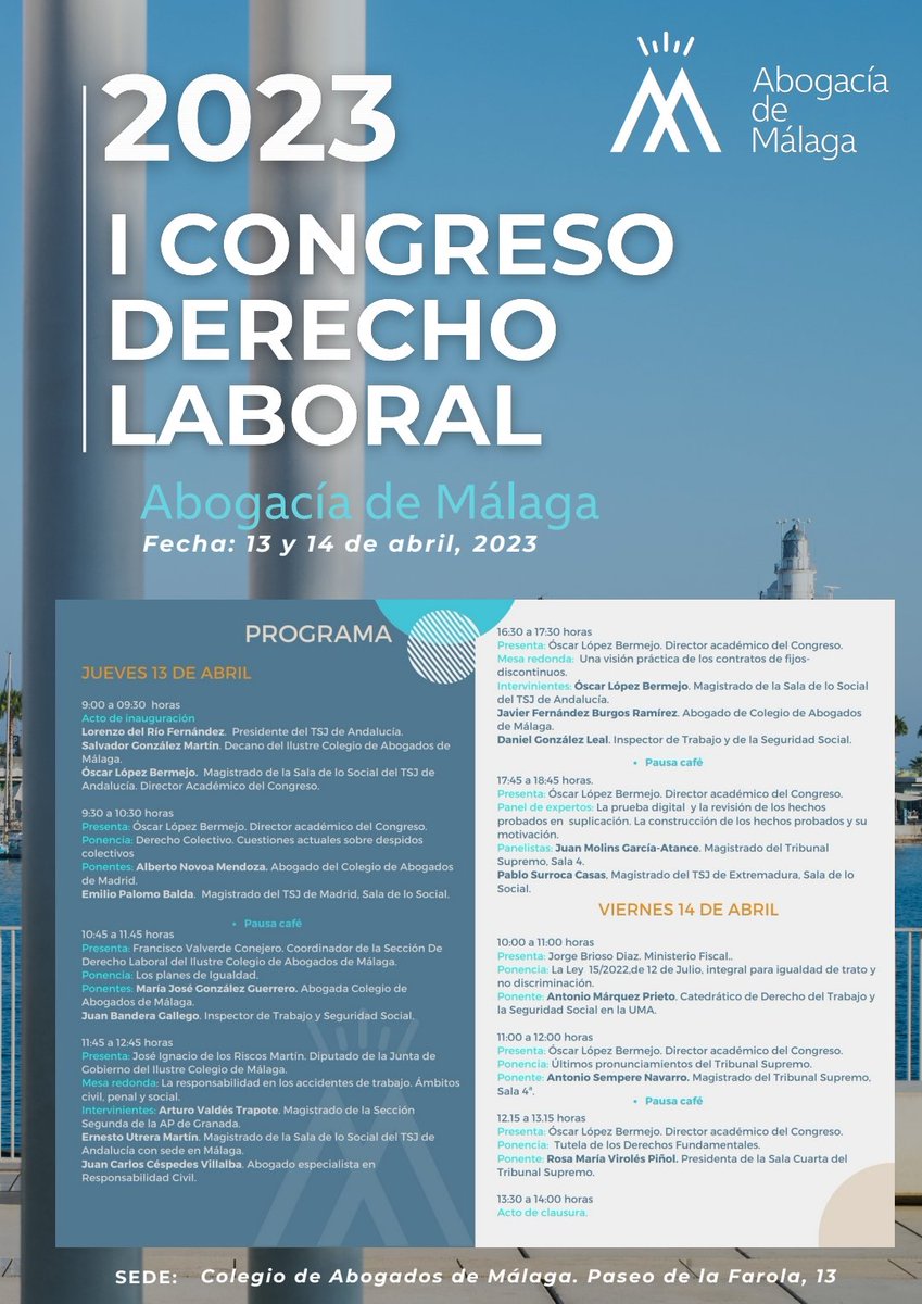 Buenos días,  interesante Congreso de derecho Laboral,  en Málaga.
