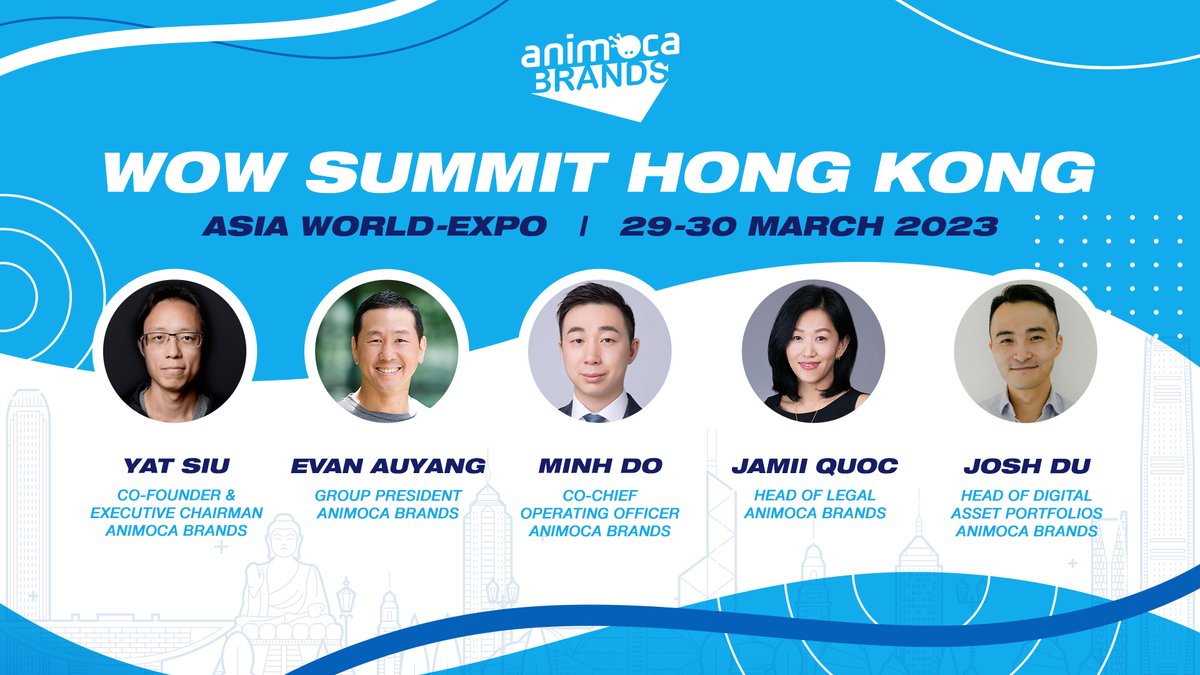 We are two days away from the @WOWsummitWorld #HongKong! This edition  features five Animoca Brands leaders sharing their insights on #Web3,  #DigitalPropertyRights, and #OpenMetaverse: 🔹 Co-founder and executive  chairman Yat Siu (@ysiu)