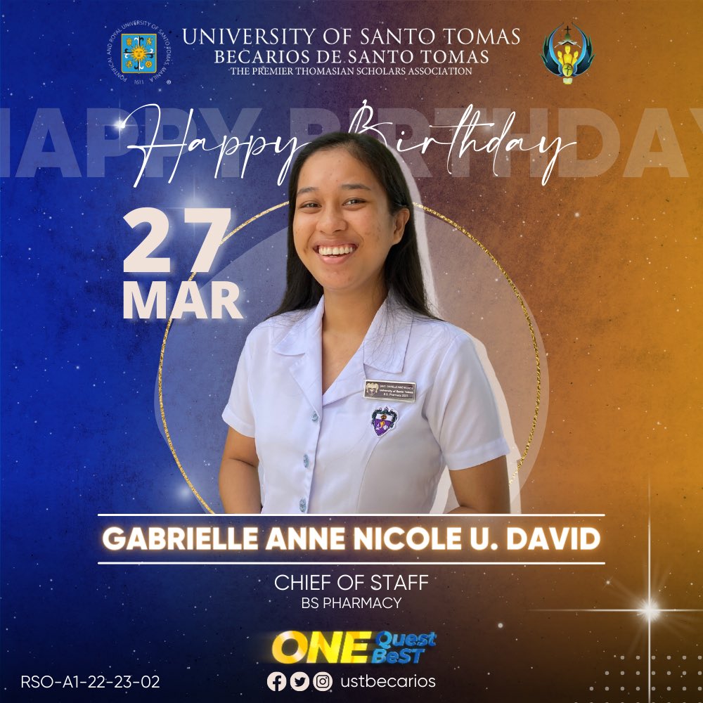 ustbecarios's tweet photo. It’s a bird, it’s a plane— Nah, it’s Gaby’s day! 🥳

A sister, friend, and student-leader that shares solidarity with the Thomasian scholar’s community, that is how authentic Gaby is. With her gentle smile and genuine leadership, you would never feel FOMO vibes with her. https://t.co/s8NZ81M2sI