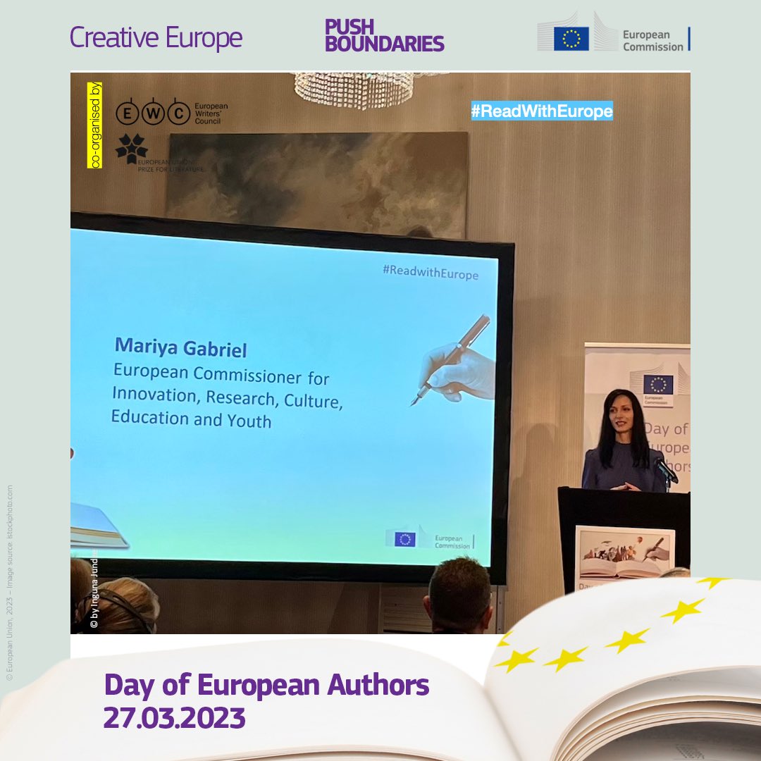 Buona prima Giornata degli Autori Europei! Una nuova iniziativa guidata dalla Commissaria europea <a href="/GabrielMariya/">Mariya Gabriel</a> per incoraggiare le giovani generazioni alla lettura. È in corso una conferenza sul tema a Sofia, che si può seguire live: i.eticket.services/seg/live 1/4