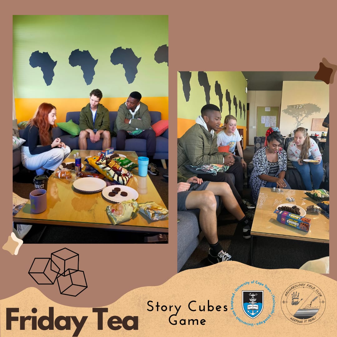 UCT_Archaeology's tweet photo. Exploring storytelling with archaeology at our last #FridayTea of Term 1 with #RorysStoryCubes! 📚🔍✨ From a bee scouring the pyramids to futuristic archaeo-magicians, it was a hilarious and imaginative session! Have a great break 😴, see you in Term 2! 💫 #ArchaeologyFieldClub https://t.co/MtWDt5vpvU