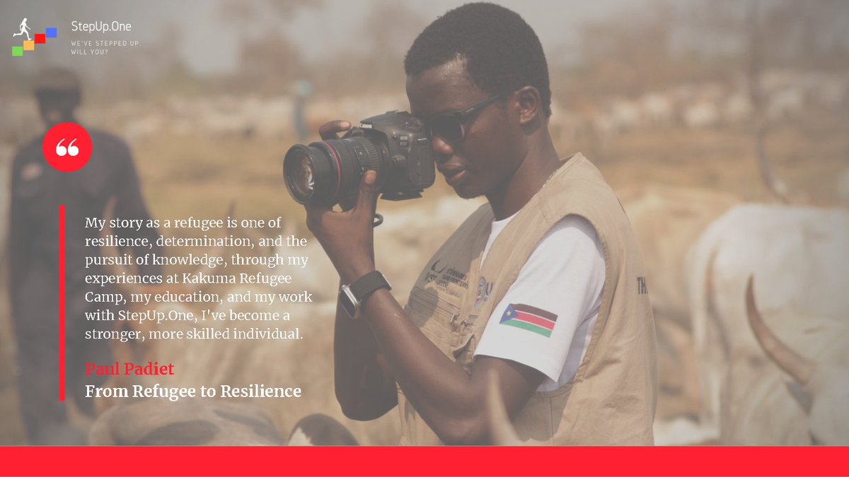 Step_up_One's tweet photo. Meet Paul Padiet, a shining example of resilience and determination. Born in Fangak, South Sudan, his life took a 180° turn when war forced his family to relocate to the Kakuma Refugee Camp in Kenya. But, he didn't let adversity define him.
His Story https://t.co/g7NorRU1sx https://t.co/KLwoZvSgnb