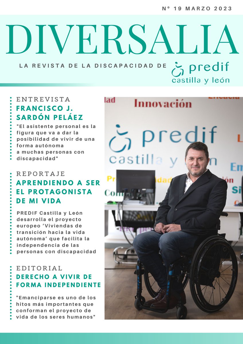 IMPULSA_CyL's tweet photo. 📢Ya tienes disponible el primer número de 2023 de nuestra revista #DIVERSALIA:
👉 Entrevistamos @FSardon69, pdte. de @PredifCyL.
👉 Reportaje 'Aprendiendo a ser el protagonista de mi vida'.
Puedes leerla o descargarla aquí ➡️ https://t.co/fSRIosIjpx https://t.co/L8j1epSxSr