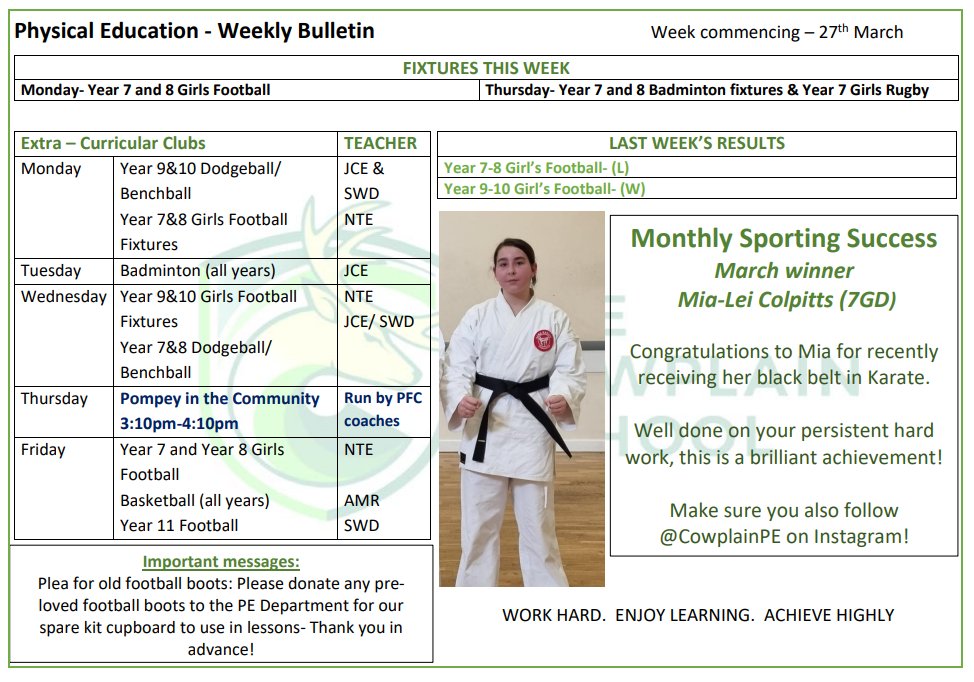 Our PE weekly bulletin - Monday 27th March 2023.
