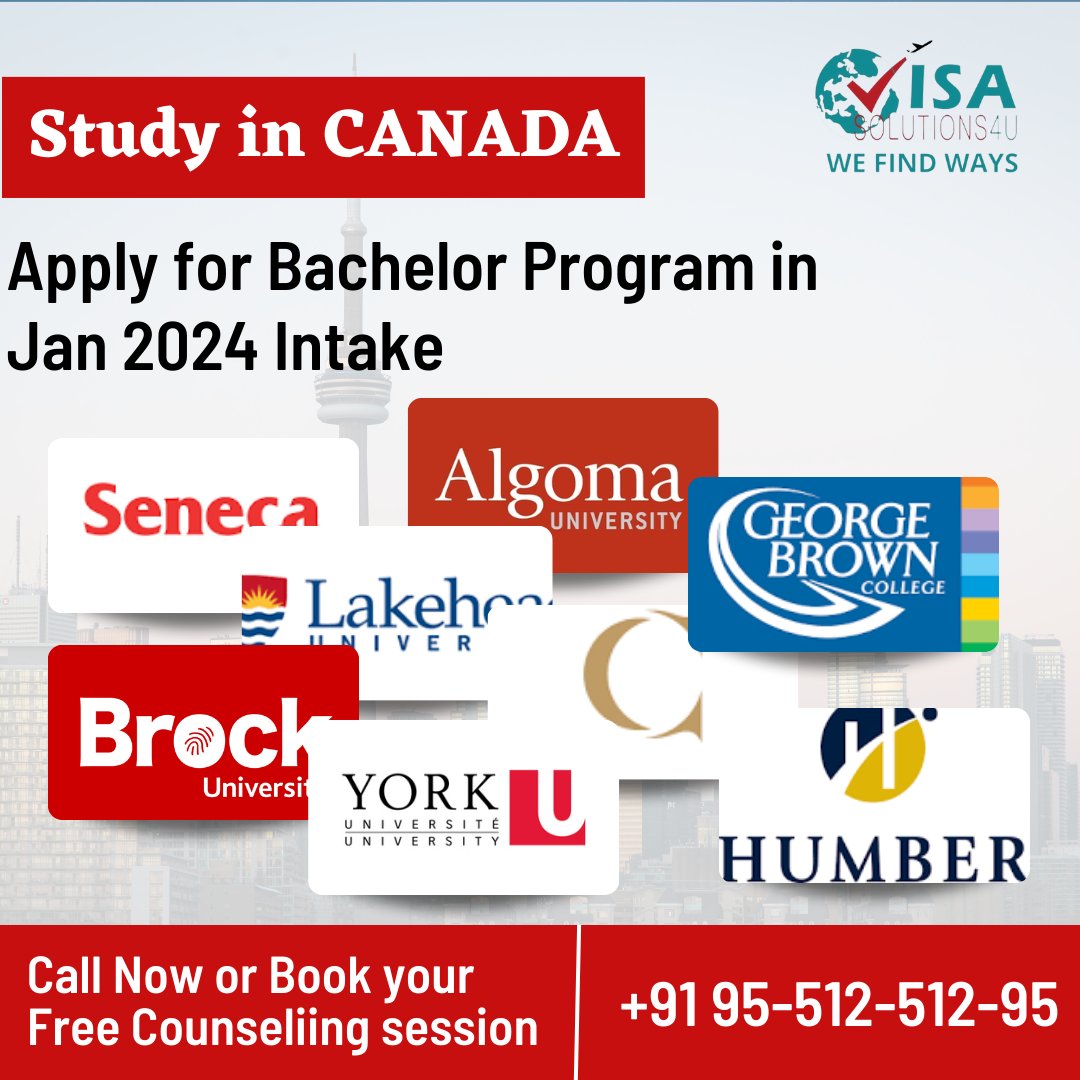 'Start Your Future Today: Apply for Bachelor's Program in Canada's January 2024 Intake!'

Don't wait too long to apply! Book a free counseling session today at 95-512-512-95.

#canada #canadajanintake2023 #janintake #canadacollege #canadastudyvisa #Canadastudypermit #canadastudy