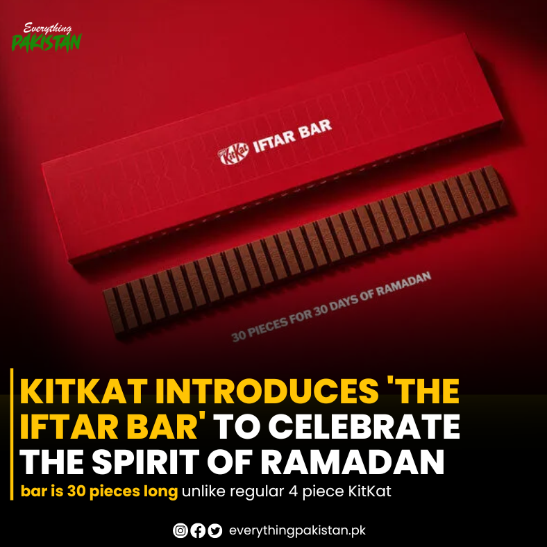 KitKat introduced limited edition 'Iftar Bar' to celebrate Ramadan. 30-piece Iftar Bar is designed to be enjoyed piece by piece every day during Iftar
#kitkat #kitkatchocolate #limitededition #Ramadan #iftarbar #iftar #kitkatiftarbar #nestle #chocolate #canada #everythingpakistan